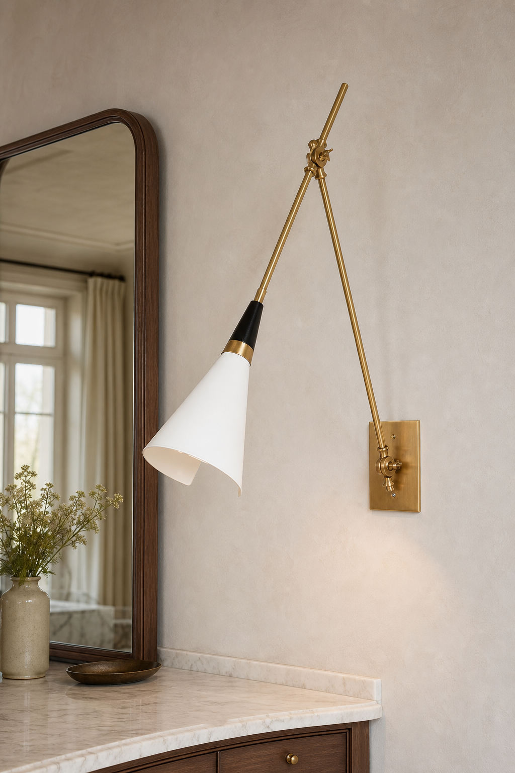 
Adjustable Brass Wall Sconce