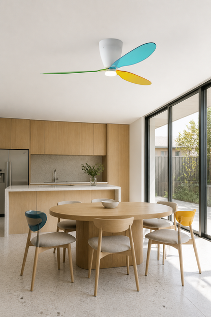 Multicolor Translucent-Blade Ceiling Fan with Light - FAN933-01