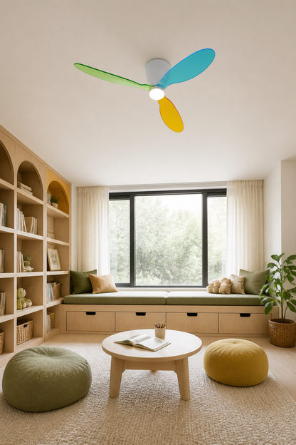 Multicolor Translucent-Blade Ceiling Fan with Light - FAN933-01