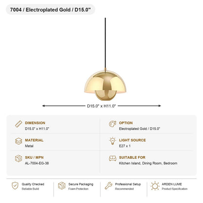 Flowerpot Dome Pendant Light SKU AL-7004-EG-38