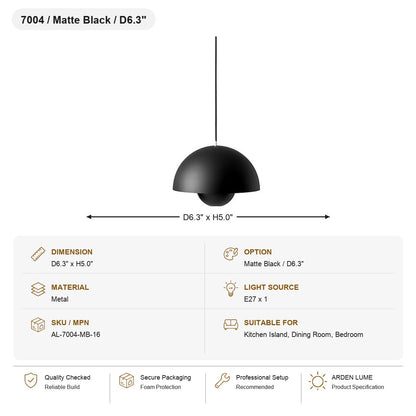 Flowerpot Dome Pendant Light SKU AL-7004-MB-16