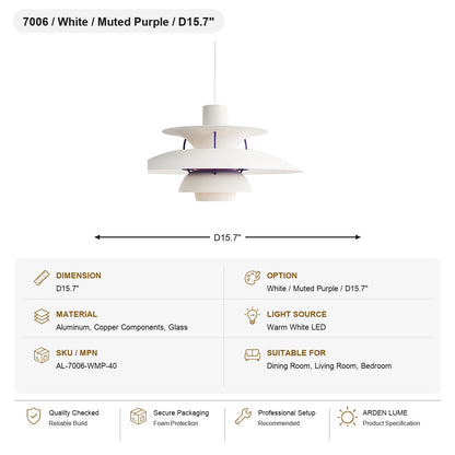 PH5 Layered Metal Pendant Light SKU AL-7006-WMP-40