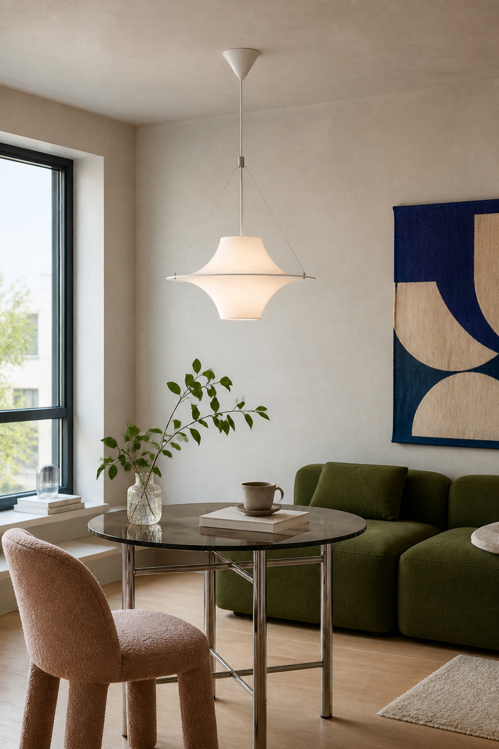 
White Acrylic Saucer Pendant Light