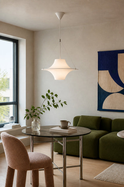 White Acrylic Saucer Pendant Light
