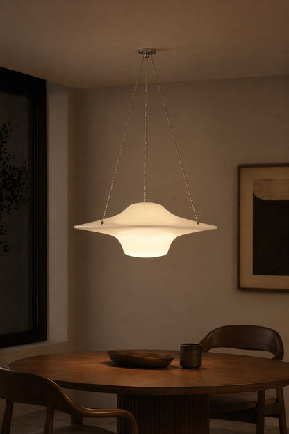 White Acrylic Saucer Pendant Light